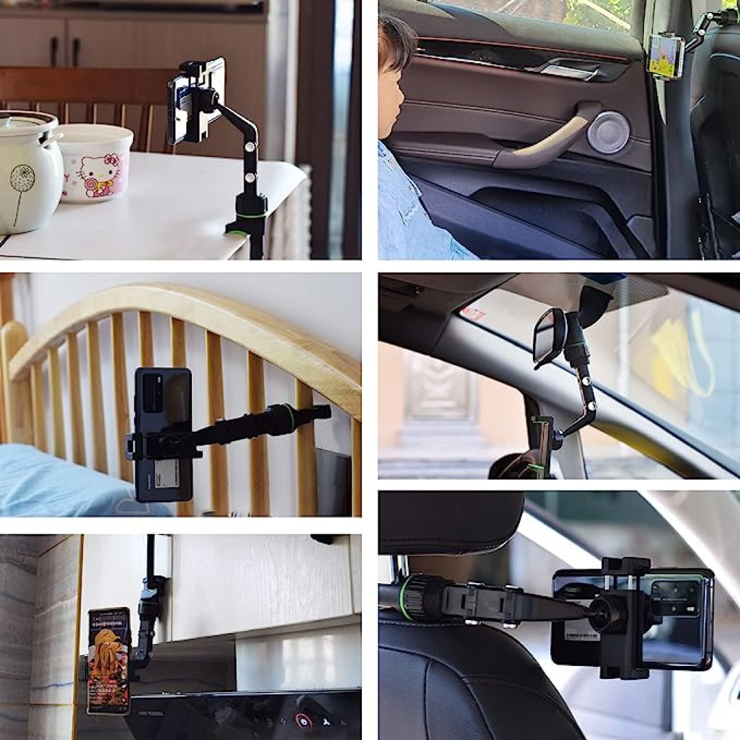 360 Rotatable Multifunctional Rearview Mirror Car Phone Holder