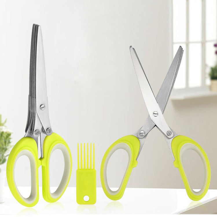 5-Layer Scissors With Swiper, Stainless Steel Multi-Functional For Kitchen Convenience