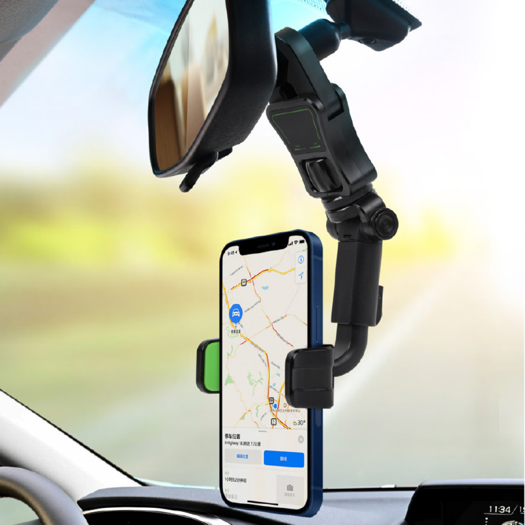 360 Rotatable Multifunctional Rearview Mirror Car Phone Holder