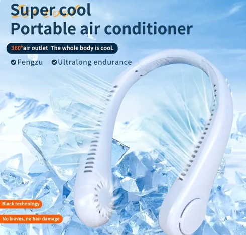 Wingless mini neck charged fan l Your savior in hot weather, outdoor activities
