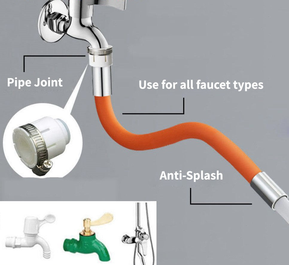 [Free Pipe Joint] Faucet Extension Hose 45cm 720°, Flexible Water Pipe, For Kitchen And Bathroom