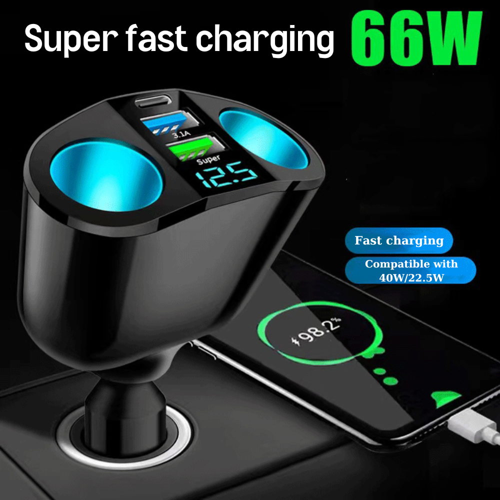 2-port Car Charger Adapter™ QC3.0 Fast Charging Compatible with All Smartphones, Tablets