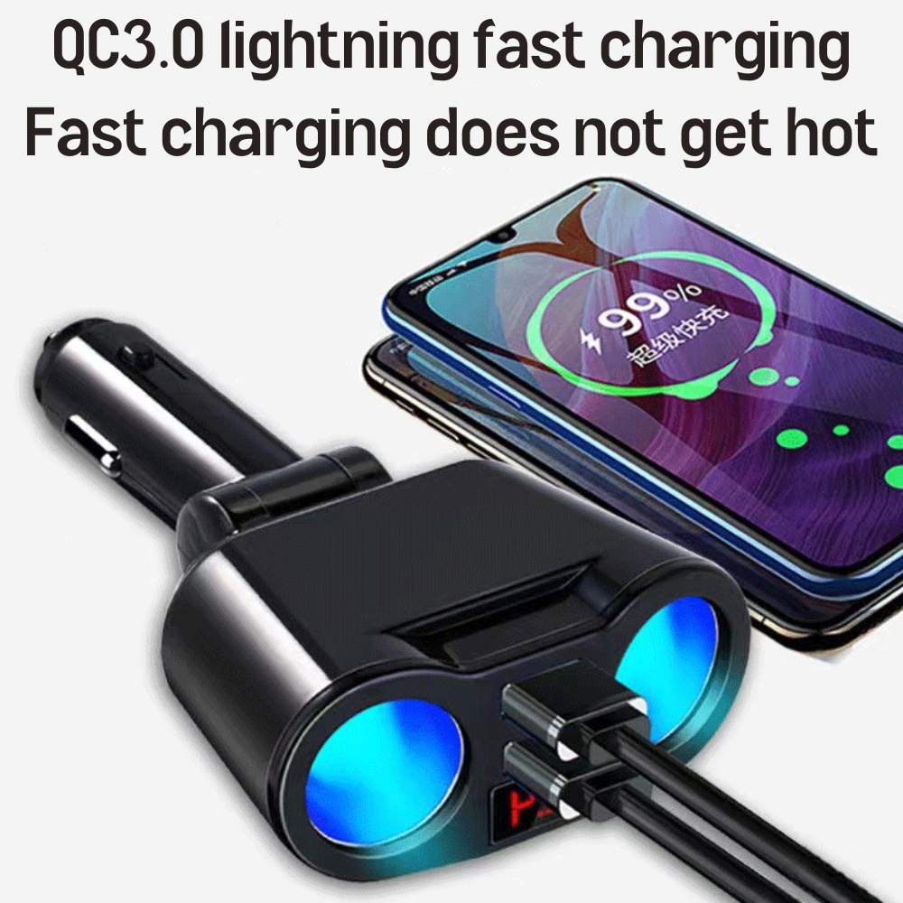2-port Car Charger Adapter™ QC3.0 Fast Charging Compatible with All Smartphones, Tablets