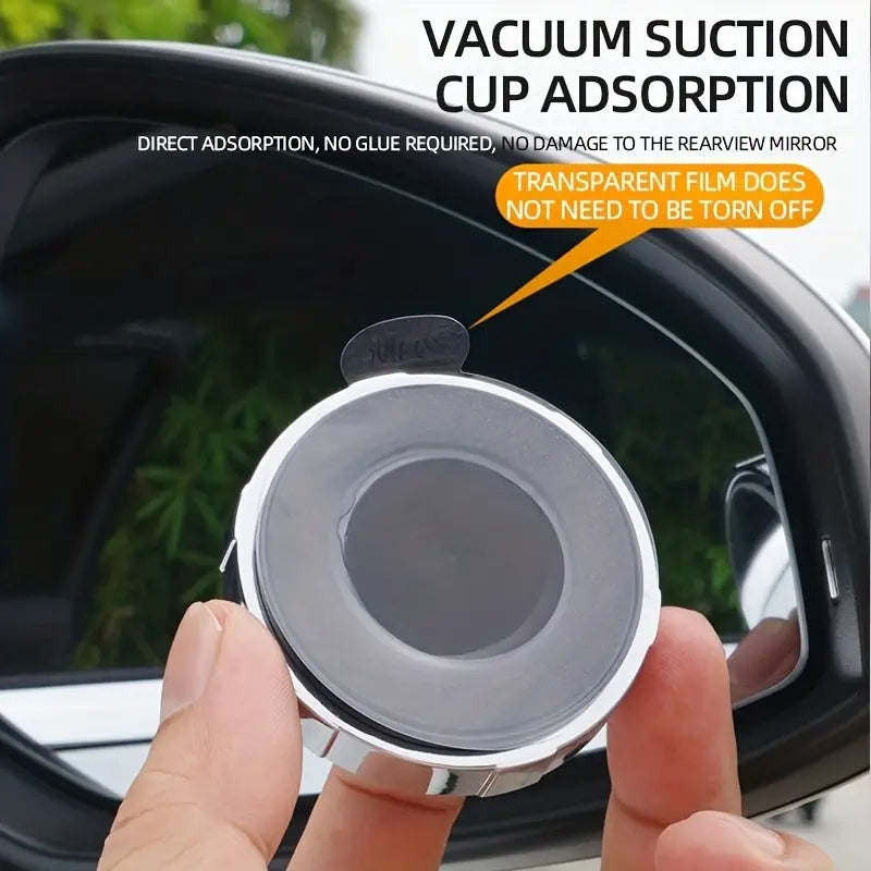2 Pcs Blind Spot Rear View Mirror, Suction Cup Type Rainproof, 360-degree Rotation, Silver Elegant Frame