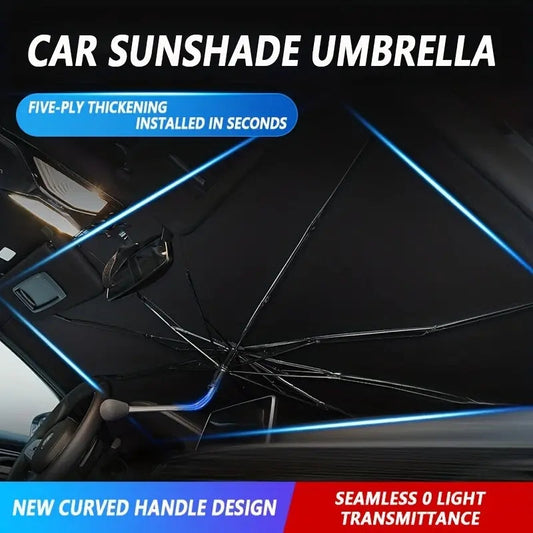 Car Front Windshield Sun Shade Umbrella, Foldable Titanium Silver Car Sun Shade For Most Vehicles, Keep Vehicle Cool Damage Free