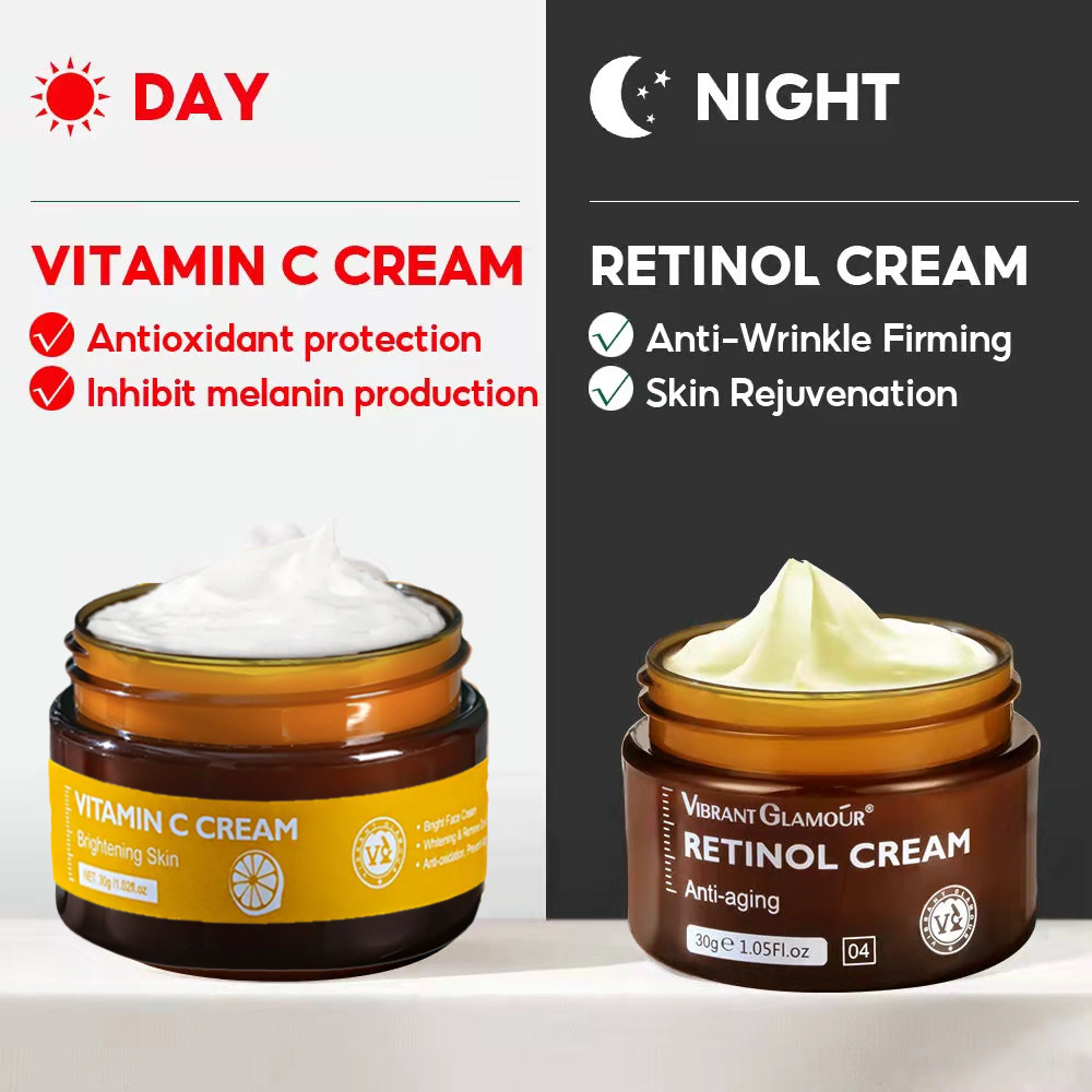 Set Retinol Cream, Night VC Cream, Facial Skin Care Combination VIBRANT GLAMOR Korean