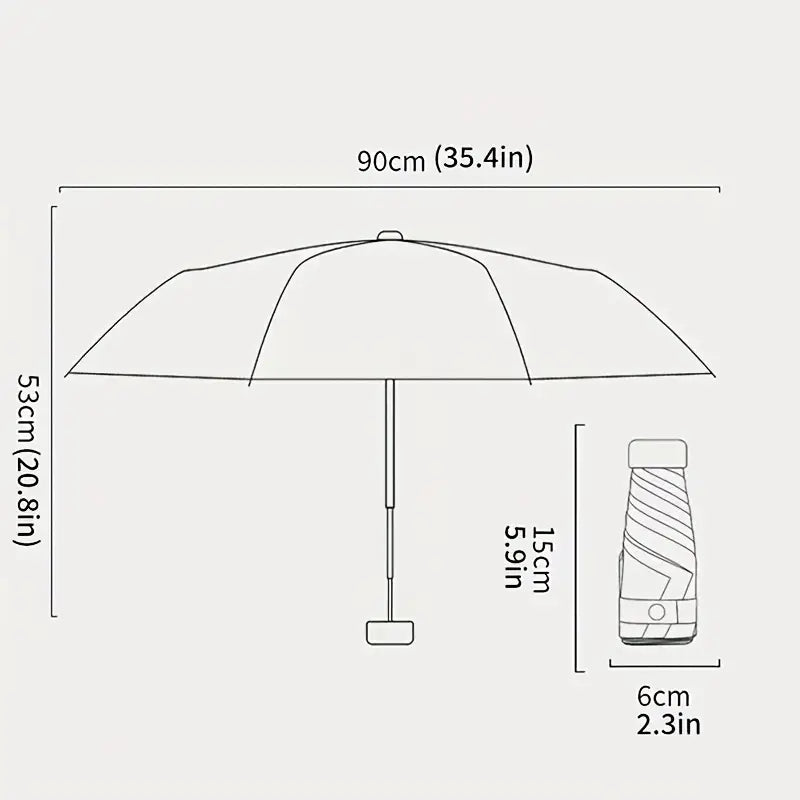 Mini Pocket Umbrella With Case, 15cm to 90cm Lightweight Portable Perfect For Travel, Outdoor Sun & Rain Fashion